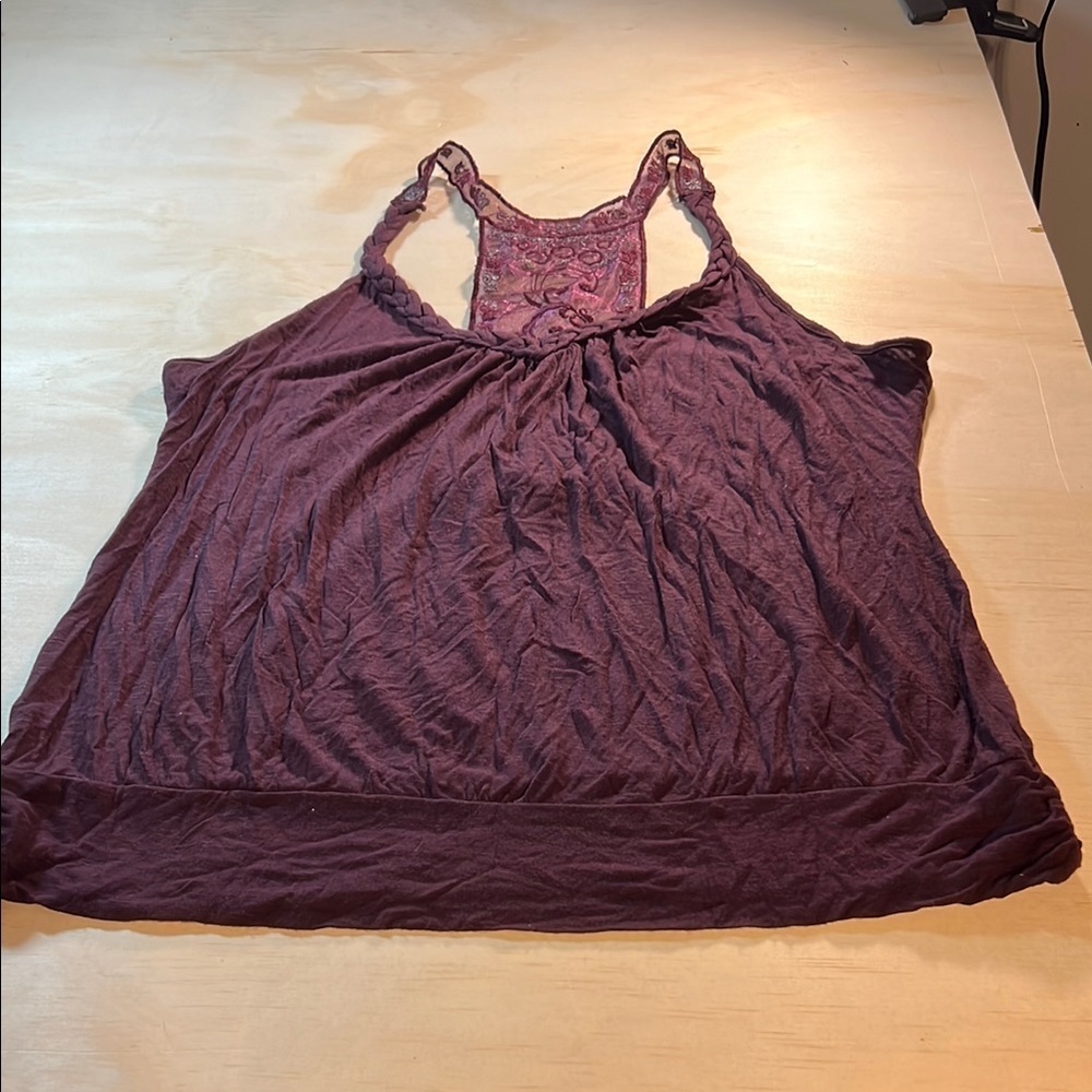 Edge Purple Lace Detail Tank Top